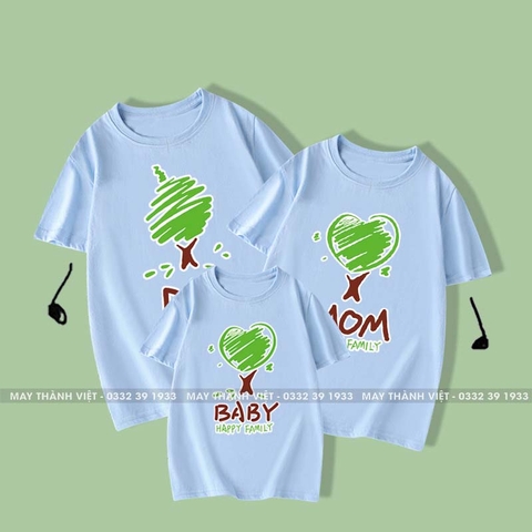 Áo Gia Đình Đẹp Màu Xanh Da Trời - Đồng Phục May Thành Việt