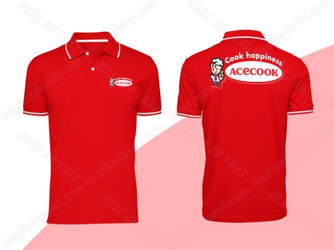áo thun đồng phục màu đỏ công ty Acecook- Đồng phục May Thành Việt