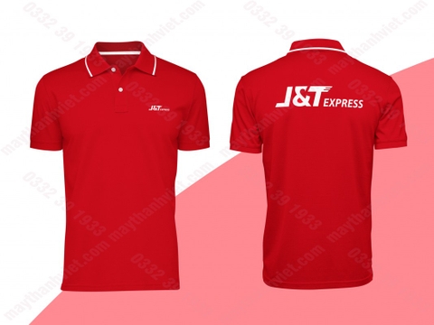 áo thun đồng phục màu đỏ công ty J&T- Đồng phục May Thành Việt