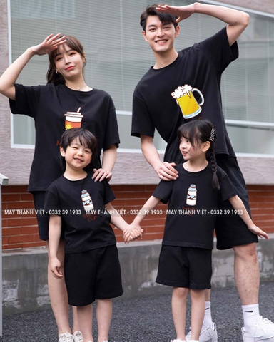 Bộ Áo Gia Đình Đẹp Giá Rẻ Tại Lạng Sơn Màu vàng- Đồng Phục May Thành Việt
