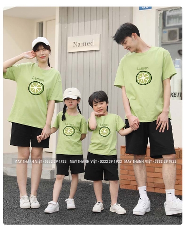 Đồng Phục Gia Đình Mùa Hè Giá Rẻ Tại Kon Tum Màu xanh cốm - Đồng Phục May Thành Việt