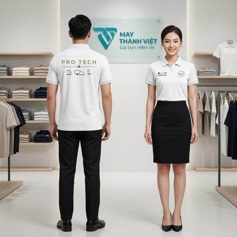 Áo Đồng Phục Trắng Có Cổ