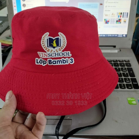 Mũ nón bucket màu vàng mầm non- Đồng phục may thành việt