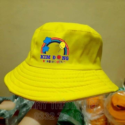 Mũ nón bucket màu vàng mầm non- Đồng phục may thành việt