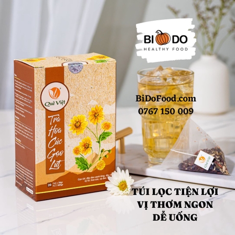 Trà Hoa Cúc Gạo Lứt Túi Lọc Quê Việt - Bí Đỏ Food - Thanh Lọc Giải Nhiệt Mát Gan