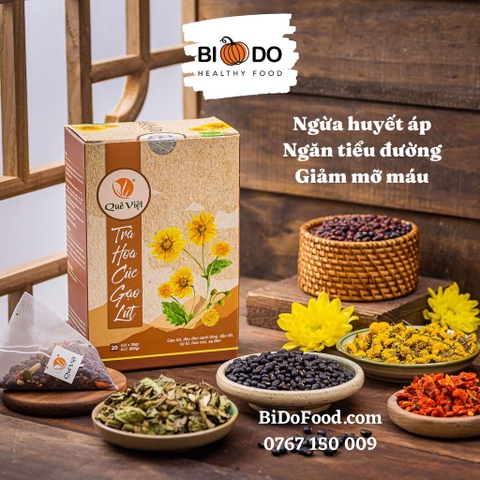 Trà Hoa Cúc Gạo Lứt Túi Lọc Quê Việt - Bí Đỏ Food - Thanh Lọc Giải Nhiệt Mát Gan