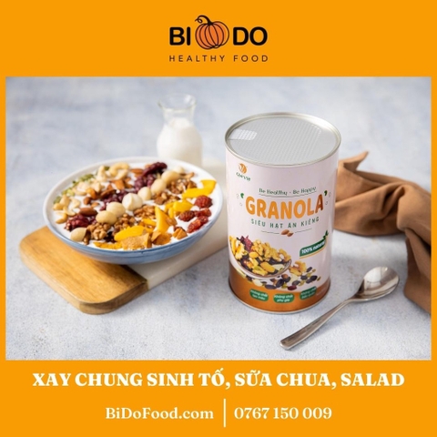 Granola Siêu Hạt Ngũ Cốc Ăn Kiêng Quê Việt 500g - Bí Đỏ Food - Hạt Trái Cây Sấy Ngon