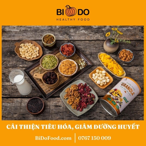 Granola Siêu Hạt Ngũ Cốc Ăn Kiêng Quê Việt 500g - Bí Đỏ Food - Hạt Trái Cây Sấy Ngon