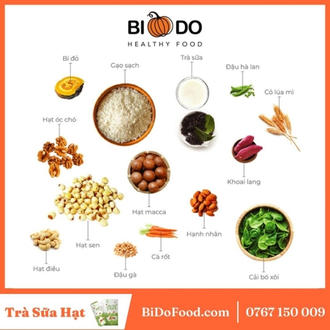 Trà Sữa Gói Tự Pha Từ Sữa Hạt 125g - Bí Đỏ Food - Trà Sữa Giảm Cân Thuần Thực Vật