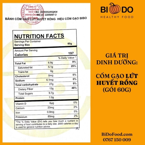 Bánh Cốm Gạo Lứt Huyết Rồng BIBO 180g - Bí Đỏ Food - Món Ăn Tuổi Thơ Đặc Sản Kiên Giang