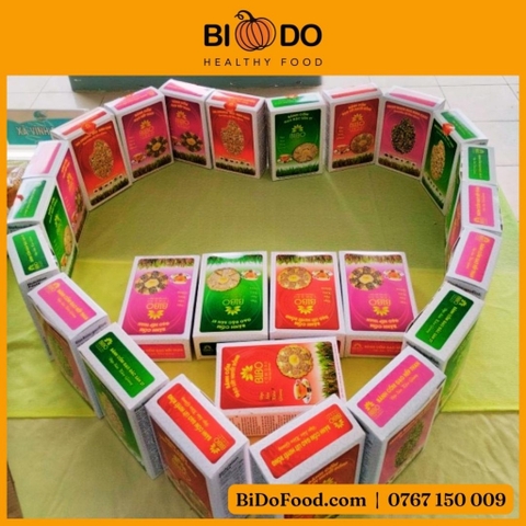 Bánh Cốm Gạo Nếp Than BIBO 180g - Bí Đỏ Food - Cốm Gạo Lứt Rong Biển Món Ăn Tuổi Thơ
