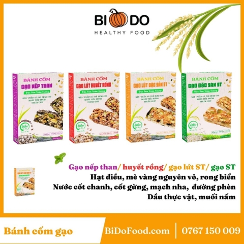 Bánh Cốm Gạo Nếp Than BIBO 180g - Bí Đỏ Food - Cốm Gạo Lứt Rong Biển Món Ăn Tuổi Thơ