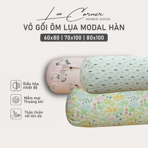 Vỏ gối ôm lụa modal cao cấp LEE CORNER họa tiết, mềm mịn đủ size 60x80cm, 70x100cm