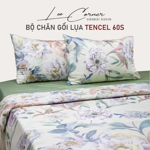 Bộ 3 món chăn gối Lụa Tencel 60s cao cấp LEE CORNER, 1 chăn 2 vỏ gối không lót bông mềm mịn thoáng mát 1m8x2m 2mx2m2 2m2x2m4