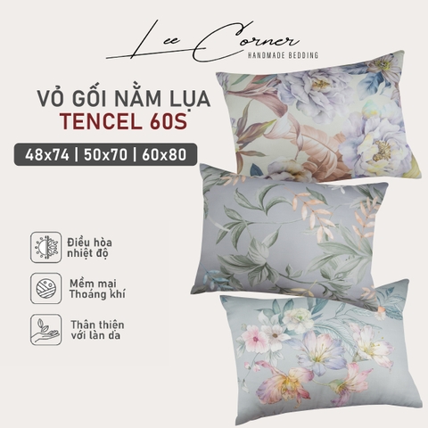 Vỏ Gối Lụa Tencel 60s Cao Cấp LEE CORNER, áo gối không khóa kéo 35x50 40x60 45x65 50x70 60x80cm (may theo yêu cầu)
