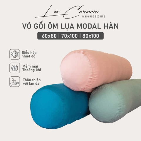 Vỏ Gối Ôm Lụa Modal cao cấp LEE CORNER mầu trơn, mềm mịn đủ size 60x80cm, 70x100cm