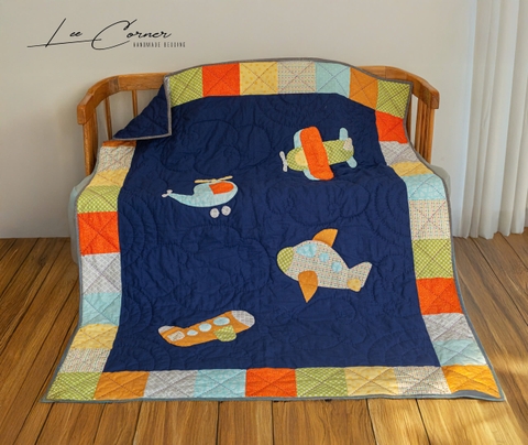 Chăn ghép vải áp máy hình máy bay, chần tay, kích thước 1,2x1,5m