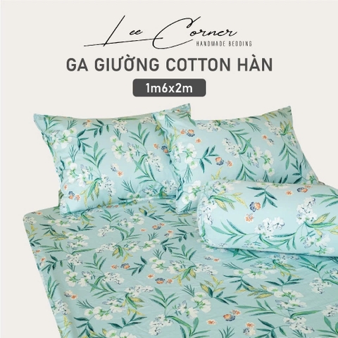 Ga giường Cotton cao cấp LEE CORNER nhiều hoạ tiết, ga nệm 1m6 x 2m