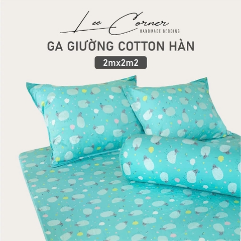 Ga giường Cotton cao cấp LEE CORNER nhiều hoạ tiết, ga nệm 2m2 x 2m