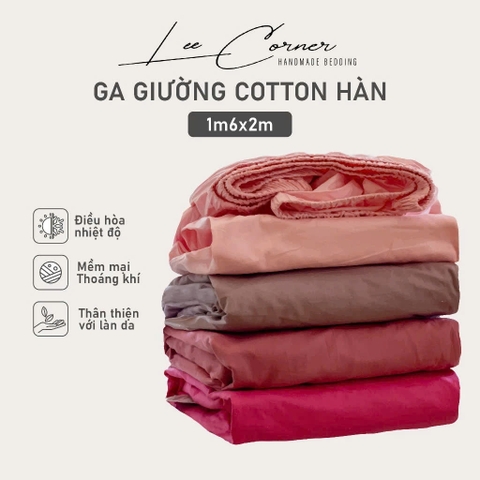 Ga giường Cotton cao cấp LEE CORNER, vải Thô lụa Hàn, drap giường size 1,6x2m