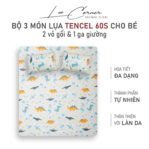 Ga giường đơn, lẻ size 1m 1m2 1m4 1m5x2m Lụa Tencel 60s cao cấp LEE CORNER, drap nệm thoáng mát cho bé(MAY THEO YÊU CẦU)