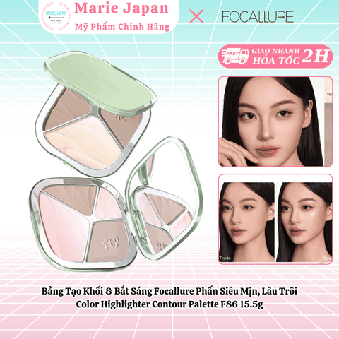 Bảng Tạo Khối Và Bắt Sáng Focallure Đa Năng Lâu Trôi Color Highlighter Contour Palette F86