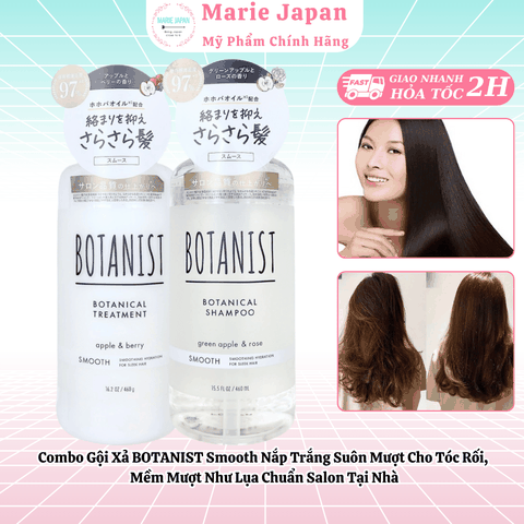 Combo 2 Món Gội Xả BOTANIST Smooth Nắp Trắng Suôn Mượt Cho Tóc Rối, Mềm Mượt Như Lụa Chuẩn Salon Tại Nhà
