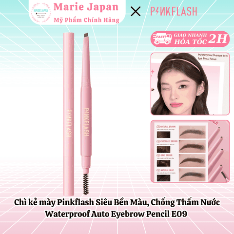 Chì kẻ mày Pinkflash Siêu Bền Màu, Chống Thấm Nước  Waterproof Auto Eyebrow Pencil E09