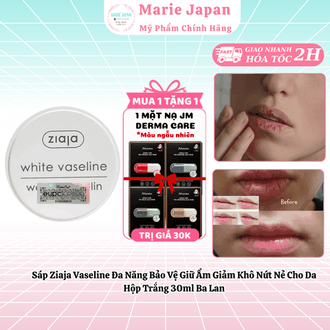 [MUA 1 TẶNG 1] Sáp Ziaja Vaseline Đa Năng Bảo Vệ Giữ Ẩm Giảm Khô Nứt Nẻ Cho Da Hộp Trắng 30ml-TẶNG 1 MASK JM DERMA CARE