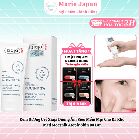 Kem [MUA 1 TẶNG 1] Dưỡng Urê Ziaja Dưỡng Ẩm Siêu Mềm Mịn Cho Da Khô  Med Mocznik Atopic Skin Ba Lan-TẶNG 1 MẶT NẠ JM DERMA CARE