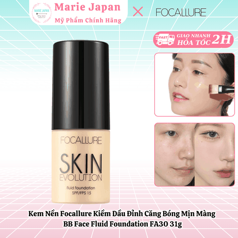 Kem Nền Focallure Kiềm Dầu Đỉnh Căng Bóng Mịn Màng  BB Face Fluid Foundation FA30 31g