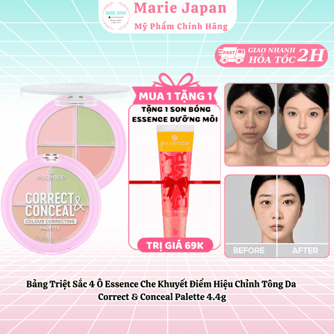 [MUA 1 TẶNG 1] Bảng Triệt Sắc 4 Ô Essence Che Khuyết Điểm Hiệu Chỉnh Tông Da Correct & Conceal Palette 4.4g -TẶNG 1 SON ESSENC