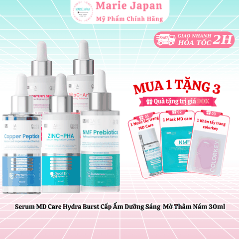 [MUA 1 TẶNG 3] Serum MD Care Hydra Burst Cấp Ẩm Sáng Da Giảm Thâm Nám Hàn Quốc 30ml-TẶNG 1 NƯỚC TẨY TRANG MINI MD CARE + 1 KHĂN TẨY TRANG COLORKEY + 1 MASK NMF