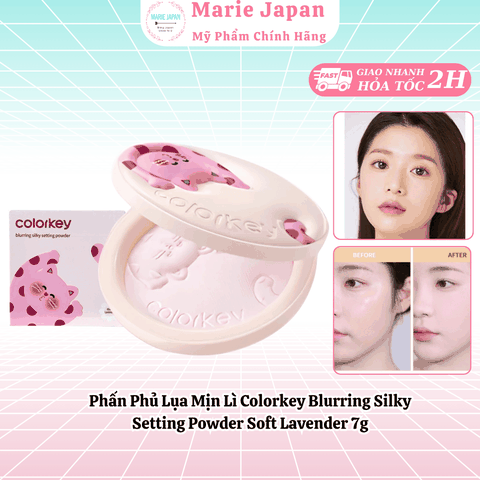Phấn Phủ Lụa Mịn Lì Colorkey Blurring Silky Setting Powder Soft Lavender 7g