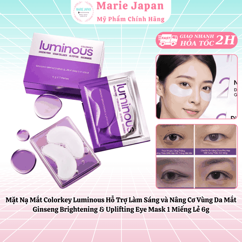 Mặt Nạ Mắt Colorkey Luminous Hỗ Trợ Làm Sáng và Nâng Cơ Vùng Da Mắt  Ginseng Brightening & Uplifting Eye Mask 1 Miếng Lẻ 6g
