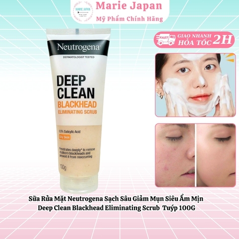 Sữa Rửa Mặt Neutrogena Sạch Sâu Giảm Mụn Siêu Ẩm Mịn Deep Clean Blackhead Eliminating Scrub Tuýp 100G