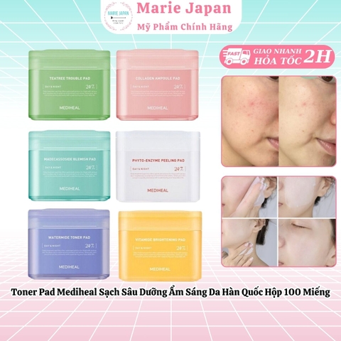 Toner Pad Mediheal Sạch Sâu Dưỡng Ẩm Sáng Da Hàn Quốc Hộp 100 Miếng