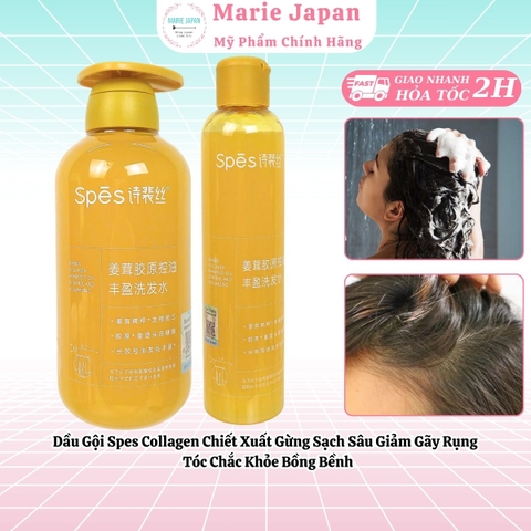 Dầu Gội Spes Collagen Chiết Xuất Gừng Sạch Sâu Giảm Gãy Rụng Tóc Chắc Khỏe Bồng Bềnh