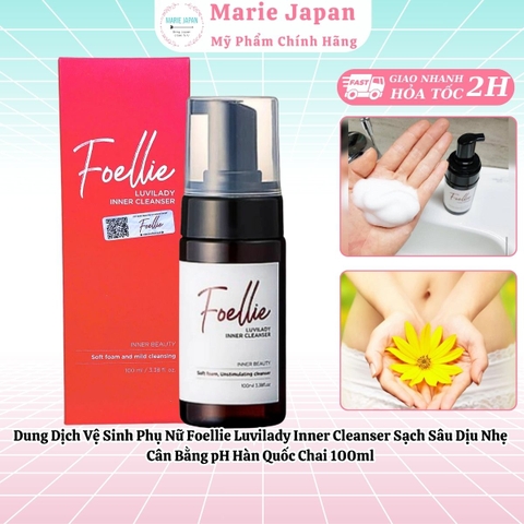 Dung Dịch Vệ Sinh Phụ Nữ Foellie Luvilady Inner Cleanser Sạch Sâu Dịu Nhẹ Cân Bằng pH Hàn Quốc Chai 100ml