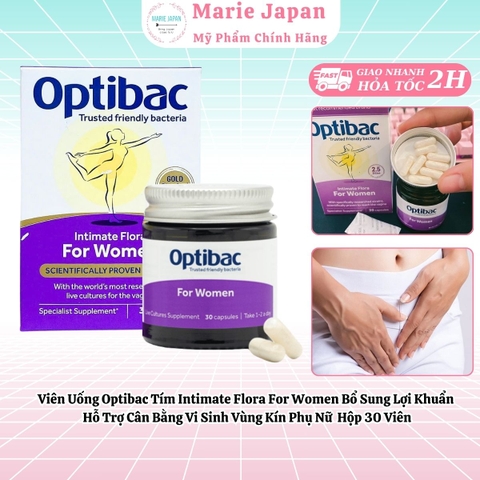 Viên Uống Optibac Tím Intimate Flora For Women Bổ Sung Lợi Khuẩn Hỗ Trợ Cân Bằng Vi Sinh Vùng Kín Phụ Nữ Hộp 30 Viên