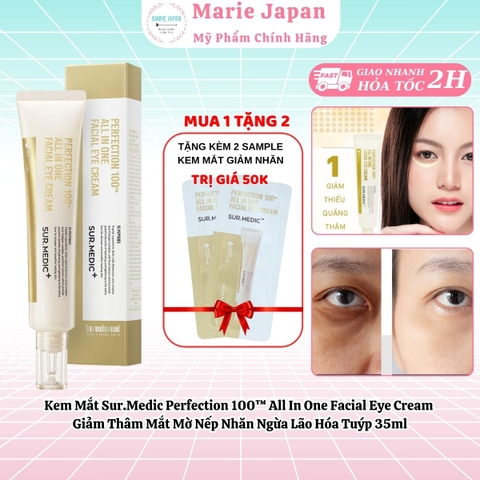 Kem Mắt Sur.Medic Perfection 100™ All In One Facial Eye Cream Giảm Thâm Mắt Mờ Nếp Nhăn Ngừa Lão Hóa Tuýp 35ml - TẶNG KÈM 2 SAMPLE