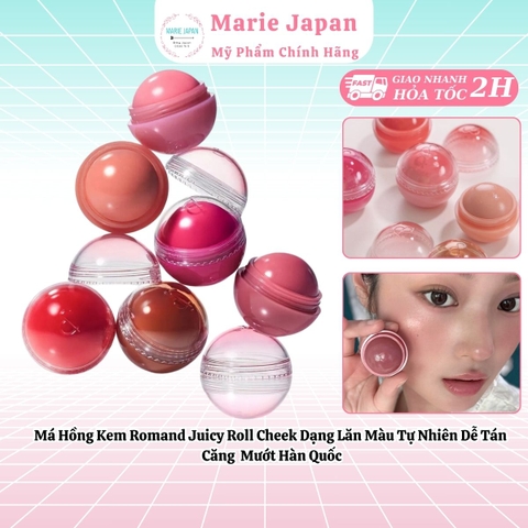 Má Hồng Kem Romand Juicy Roll Cheek Dạng Lăn Màu Tự Nhiên Dễ Tán Căng Mướt Hàn Quốc