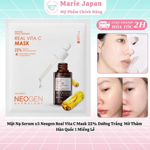 [1 MIẾNG LẺ] Mặt Nạ Serum x3 Neogen Real Vita C Mask 22% Dưỡng Trắng Mờ Thâm Hàn Quốc