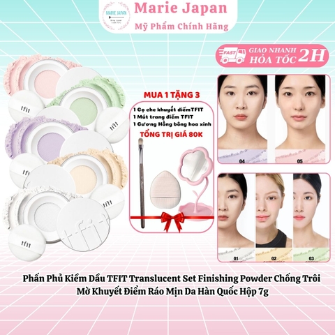 Phấn Phủ Kiềm Dầu TFIT Translucent Set Finishing Powder Chống Trôi Mờ Khuyết Điểm Ráo Mịn Da Hàn Quốc Hộp 7g - MUA 1 TẶNG 3
