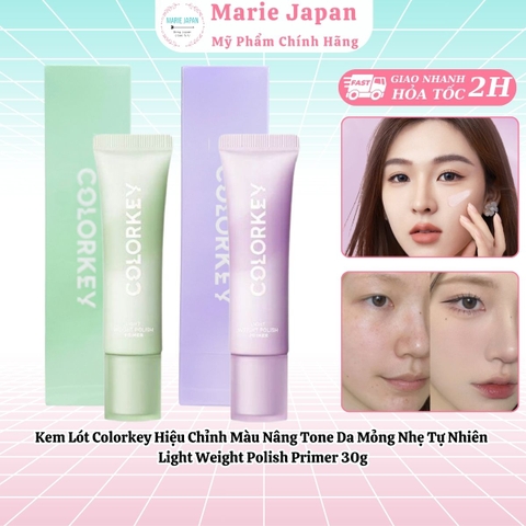 Kem Lót Colorkey Hiệu Chỉnh Màu Nâng Tone Da Mỏng Nhẹ Tự Nhiên Light Weight Polish Primer 30g