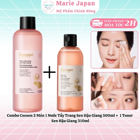 Combo Cocoon 2 Món 1 Nước Tẩy Trang Sen Hậu Giang 500ml + 1 Toner Sen Hậu Giang 310ml