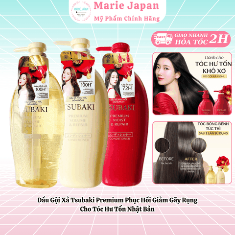 Dầu Gội Xả Tsubaki Premium Phục Hồi Giảm Gãy Rụng Cho Tóc Hư Tổn Nhật Bản