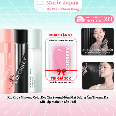 [MUA 1 TẶNG 1] Xịt Khóa Makeup ColorKey Tia Sương Mềm Mại Dưỡng Ẩm Thoáng Da Giữ Lớp Makeup Lâu Trôi - TẶNG 1 KHĂN TẨY TRANG COLORKEY
