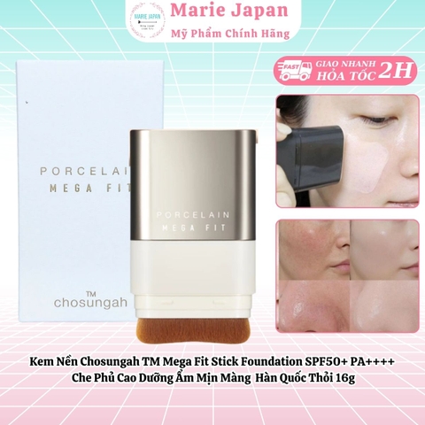 Kem Nền Chosungah TM Mega Fit Stick Foundation SPF50+ PA++++ Che Phủ Cao Dưỡng Ẩm Mịn Màng Hàn Quốc Thỏi 16g