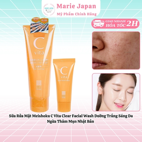 Sữa Rửa Mặt Meishoku C Vita Clear Facial Wash Dưỡng Trắng Sáng Da Ngừa Thâm Mụn Nhật Bản